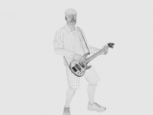 playing bass Model 3D