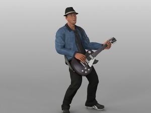 playing bass Model 3D