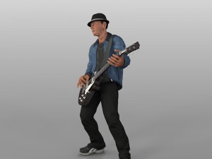 playing bass Model 3D