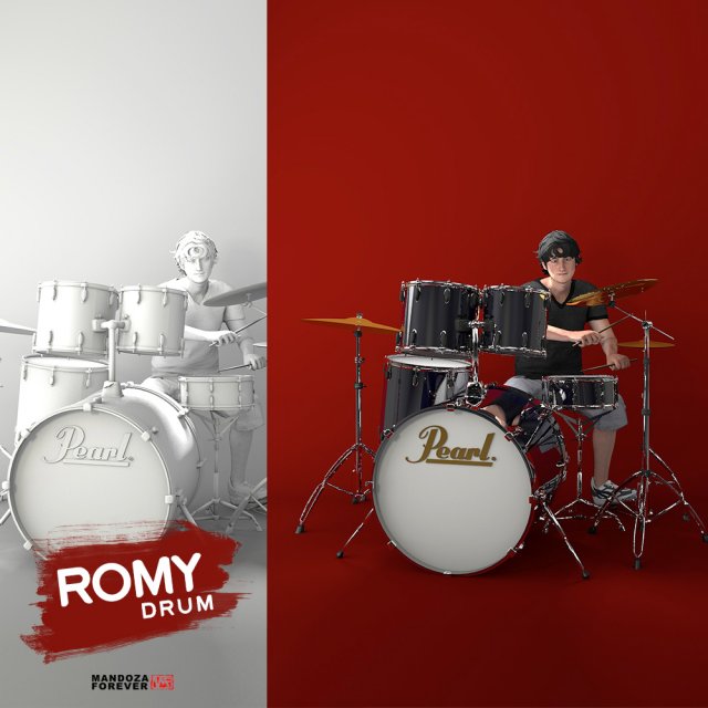 playing drum 3D Model .c4d .max .obj .3ds .fbx .stl .blend 