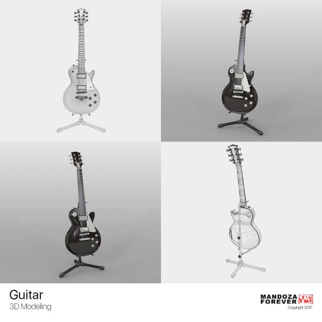 guitar 3D Model .c4d .max .obj .3ds .fbx .stl .blend 