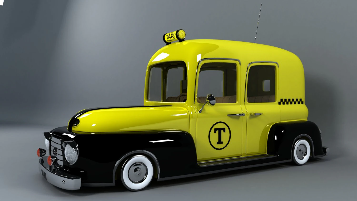 old taxi 3D Model .c4d .max .obj .3ds .fbx .stl .blend 