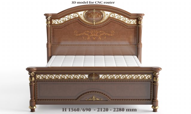 classical bed - 1 european style cnc carving 3D 모델 .c4d .max .obj .3ds .fbx .stl .blend 