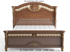 classical bed - 1 european style cnc carving Modelo 3D