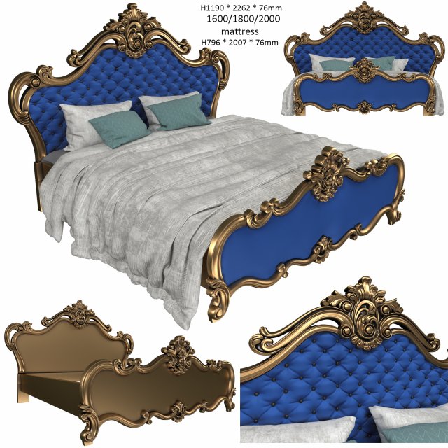 classical bed - 03 european style cnc carving 3D 모델 .c4d .max .obj .3ds .fbx .stl .blend 