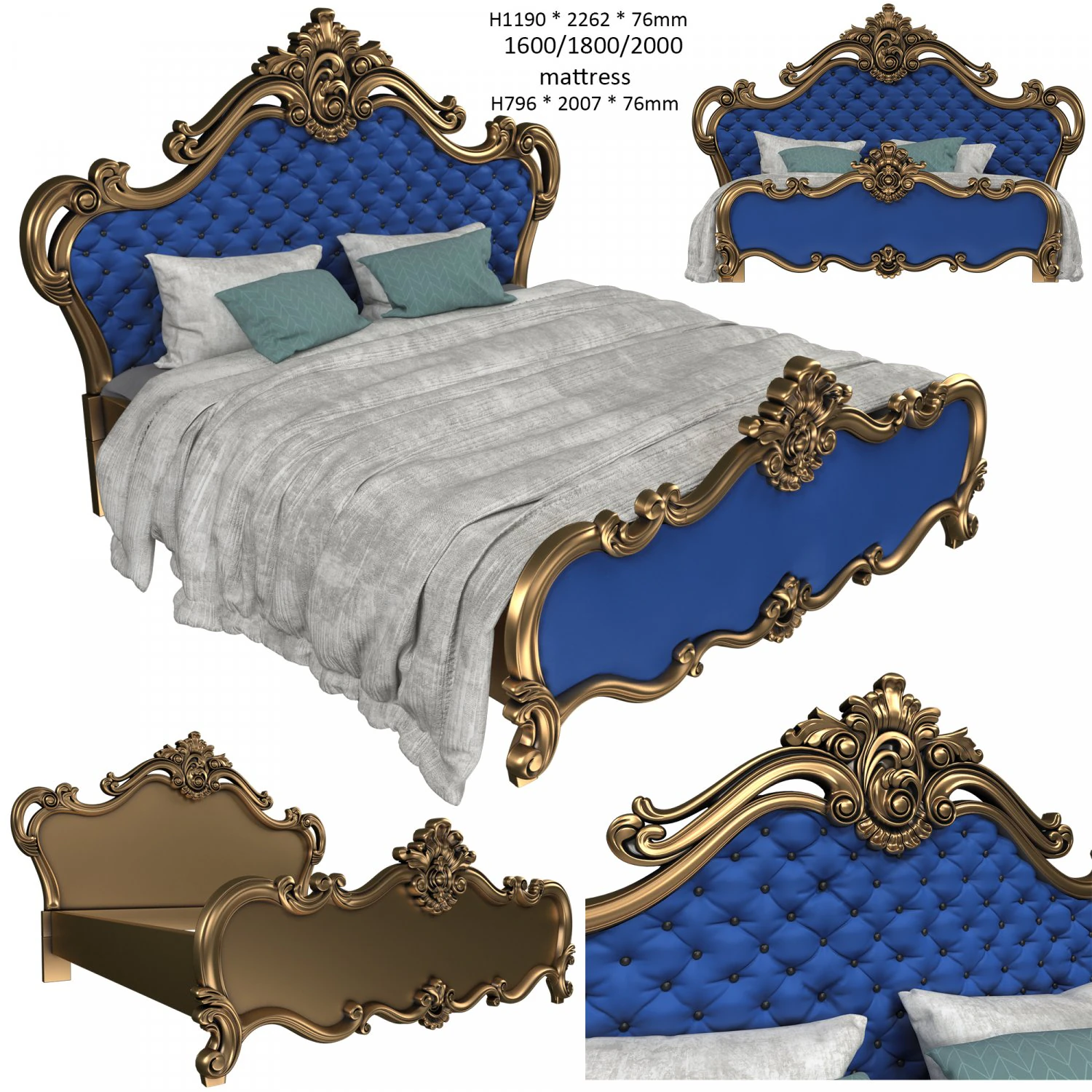 classical bed - 03 european style cnc carving 3D Model .c4d .max .obj .3ds .fbx .stl .blend