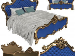 classical bed - 03 european style cnc carving Modelo 3D