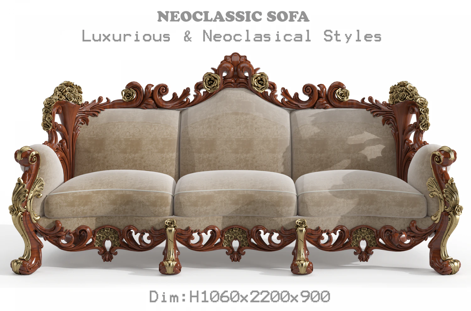 sample cnc carving classic sofa 04 3D Model .c4d .max .obj .3ds .fbx .stl .blend