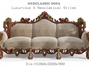 campione di divano classico con intaglio cnc 04 Modello 3D