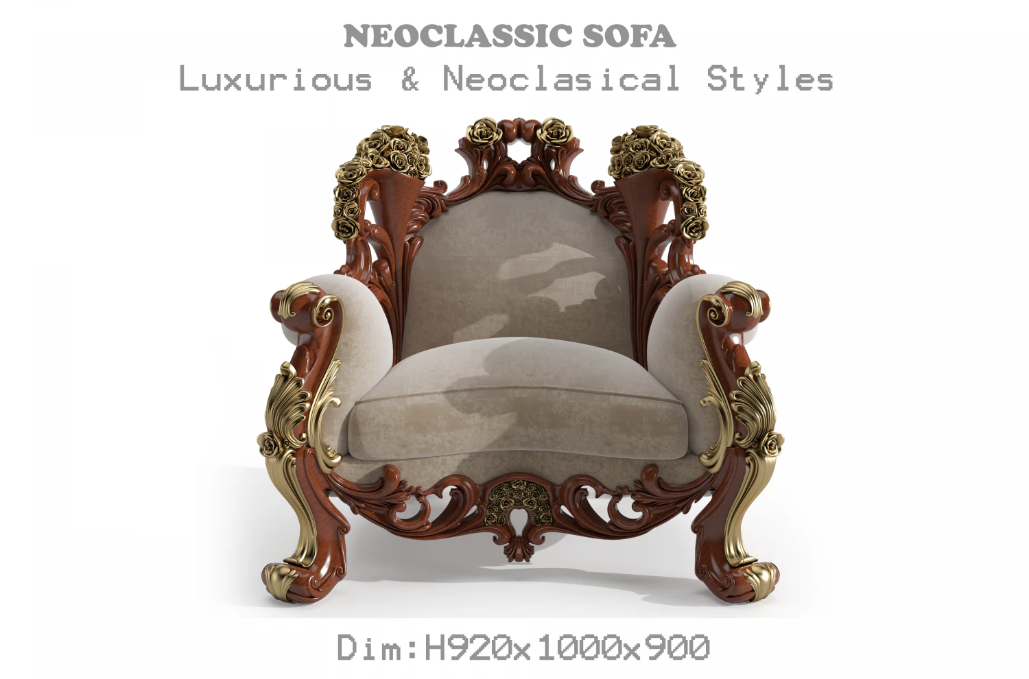 sample cnc carving classic sofa 05 3D Model .c4d .max .obj .3ds .fbx .stl .blend 