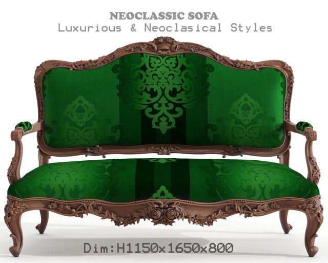 sample cnc carving classic sofa 08 3D Model .c4d .max .obj .3ds .fbx .stl .blend 