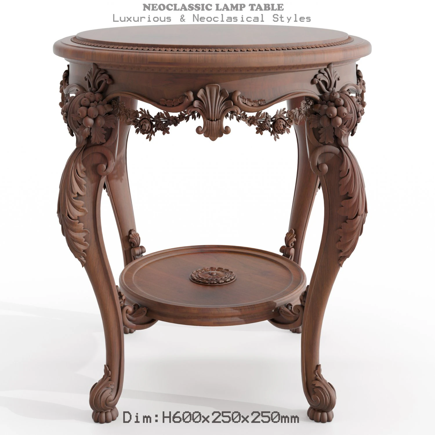 sample cnc carving classic table 05 3D Model .c4d .max .obj .3ds .fbx .stl .blend