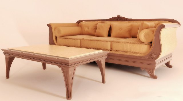 3d sofa and table 3D Модель .c4d .max .obj .3ds .fbx .stl .blend 