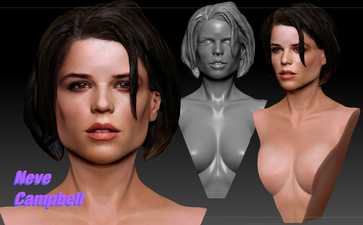 neve campbell textured 3d print bust 3D Print Model .c4d .max .obj .3ds .fbx .stl .blend 
