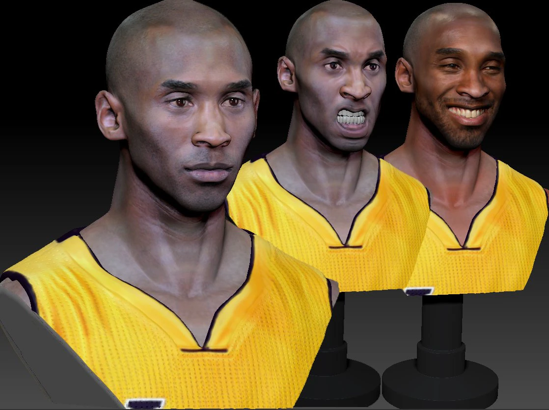 kobe bryant 3 textured 3d print busts 3D Print Model .c4d .max .obj .3ds .fbx .stl .blend 