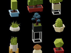 low poly plants set 3D Model