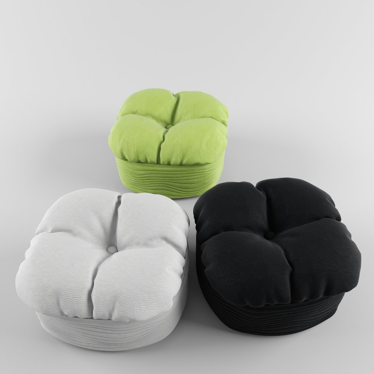 3D model Bean bag chair ottoman pouf gaming gamer 3d model set 3