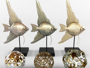 bronze fish and decor 3D Model