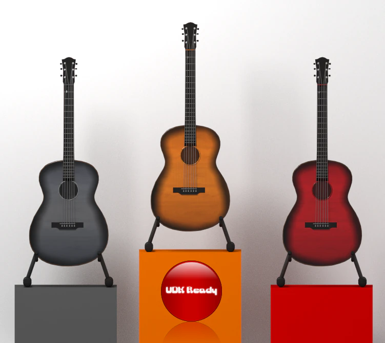 acoustic guitar 3D Model .c4d .max .obj .3ds .fbx .stl .blend