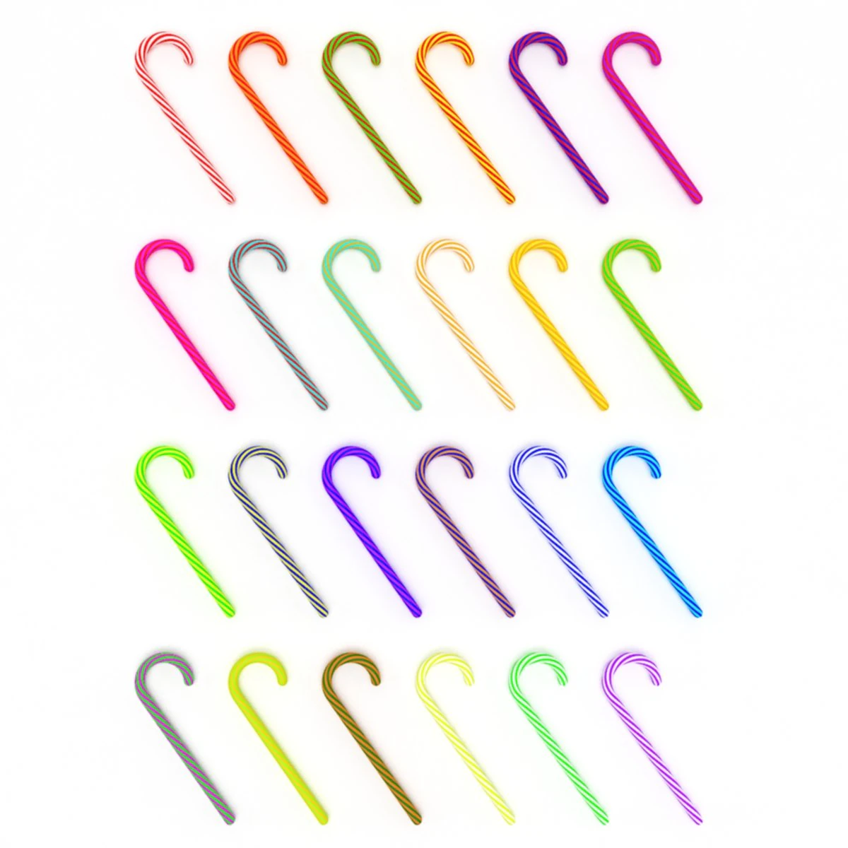 candy canes 1 3D Model .c4d .max .obj .3ds .fbx .stl .blend 