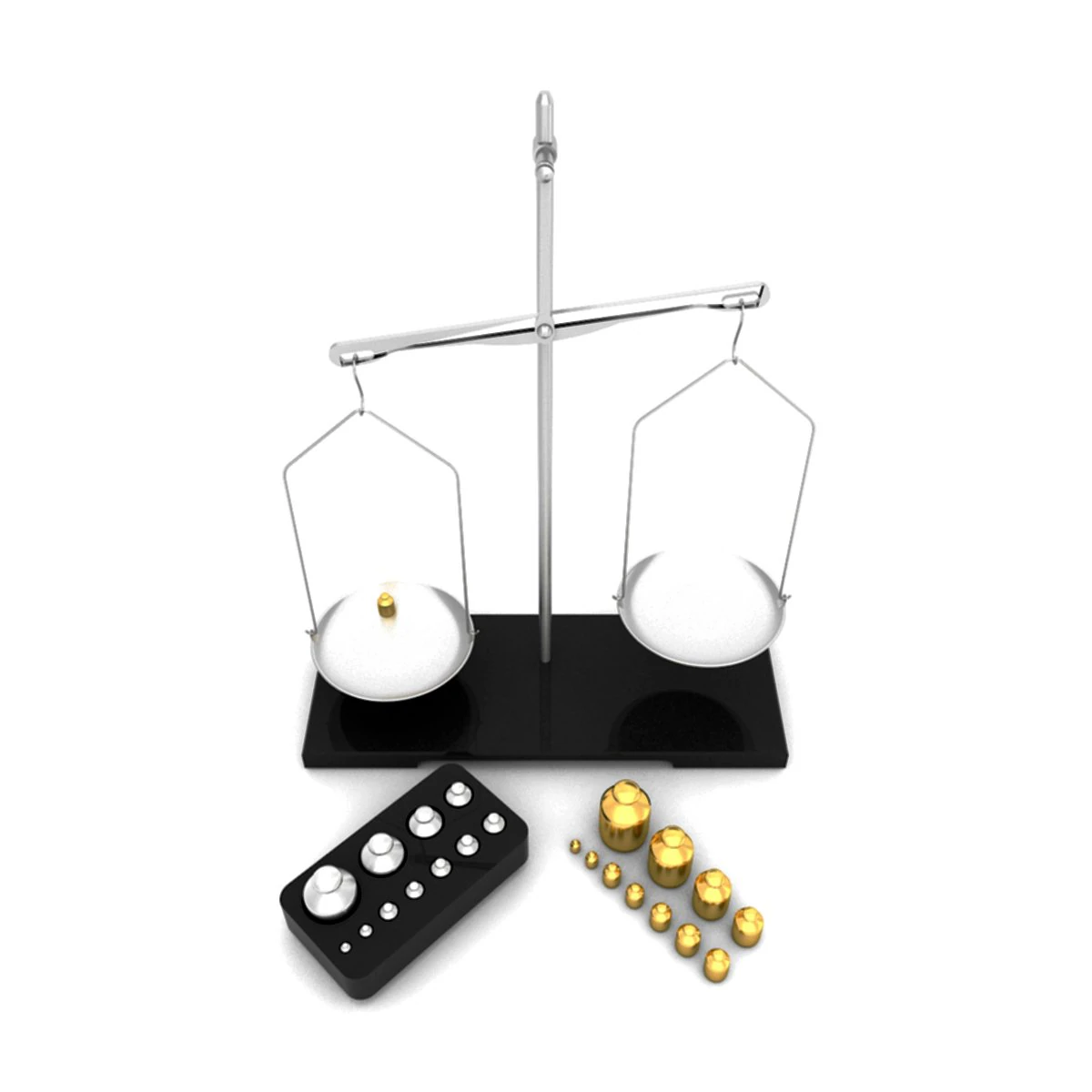 laboratory scale and calibration weight set 3D Model .c4d .max .obj .3ds .fbx .stl .blend