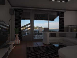 living room with balcony 3D Model