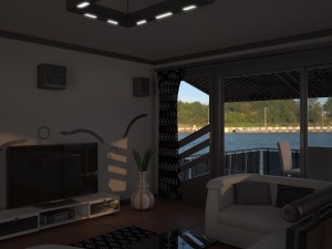 living room with balcony 3D Model