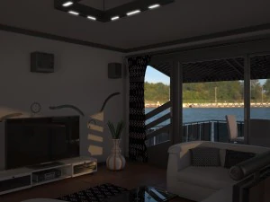 living room with balcony 3D Model