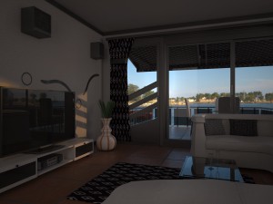 living room with balcony 3D Model