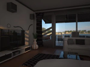 living room with balcony 3D Model