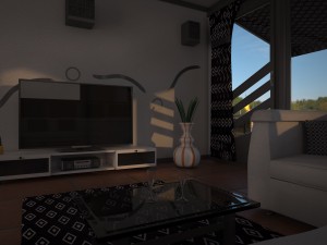 living room with balcony 3D Model