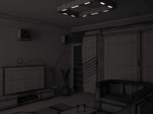 living room with balcony 3D Model