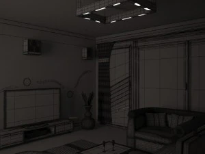 living room with balcony 3D Model