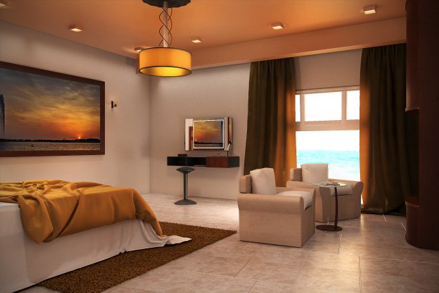 luxury hotel room design 3D Model .c4d .max .obj .3ds .fbx .stl .blend 