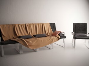 contemporary sofa and armchair 3D Model