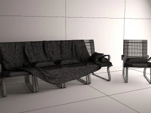 contemporary sofa and armchair 3D Model