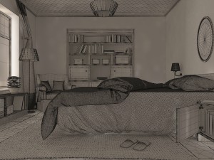 farmhouse bedroom day and night 3Dモデル