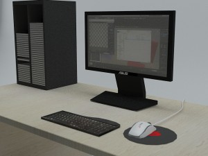 computer desk - game ready 3D Model