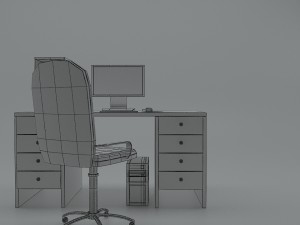 computer desk - game ready 3D Модель