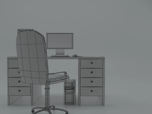 computer desk - game ready 3D Model