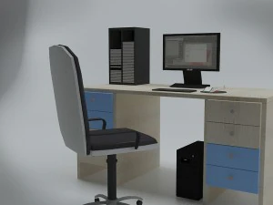 computer desk - game ready 3D Model