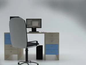 computer desk - game ready 3D Model