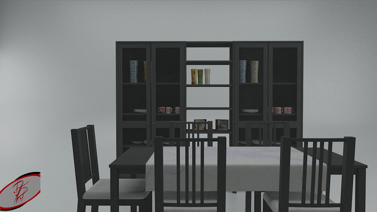 ikea dining table and china cabinet - game ready 3D Model .c4d .max .obj .3ds .fbx .stl .blend