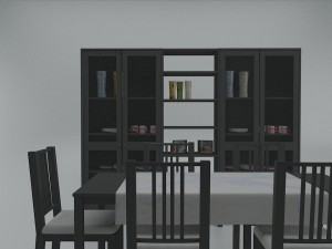 ikea dining table and china cabinet - game ready 3D Model