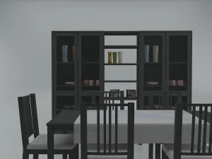 Eettafel en servieskast van ikea, speelklaar 3D Model