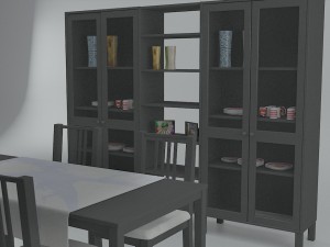 ikea dining table and china cabinet - game ready 3D Модель