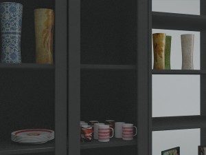 ikea dining table and china cabinet - game ready 3D Модель