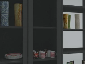 ikea dining table and china cabinet - game ready 3D Model