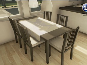 ikea dining table and china cabinet - game ready 3D Модель
