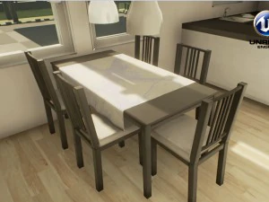 ikea dining table and china cabinet - game ready 3D Model